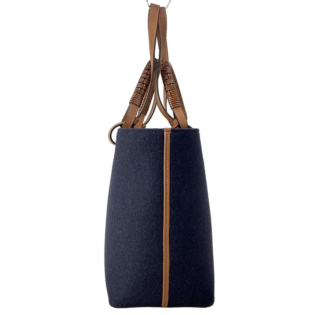 Loewe Tote Love Anagram Small Navy Brown White 2-Way Wool — view 2