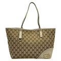Gucci Tote GG Pattern Nu Britt Beige Da Brown Ivory Leather