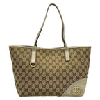 Gucci Tote GG Pattern Nu Britt Beige Da Brown Ivory Leather