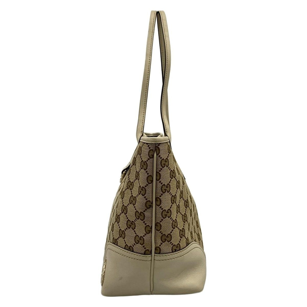 Gucci Tote GG Pattern Nu Britt Beige Da Brown Ivory Leather — view 4