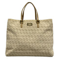 Fendi Tote Zucchino Pattern Ivory Beige Leather