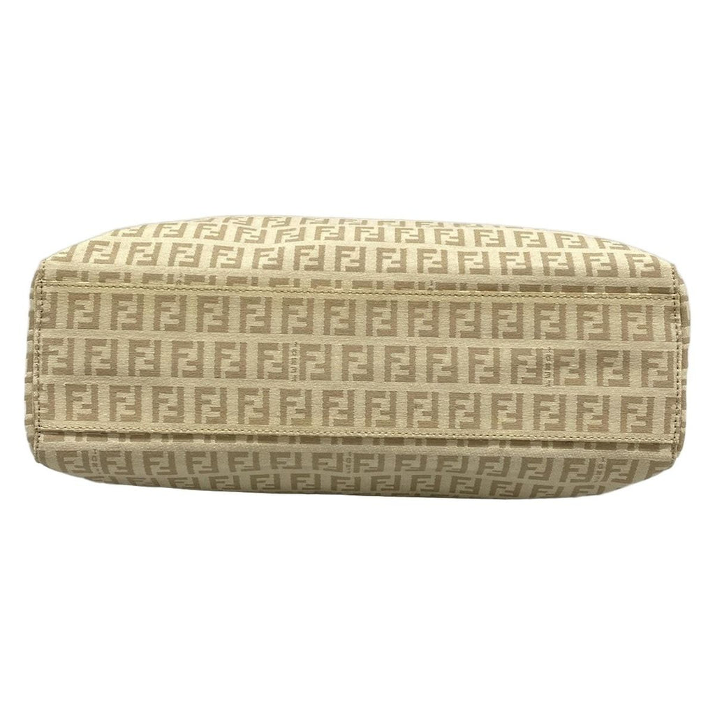 Fendi Tote Zucchino Pattern Ivory Beige Leather — view 5