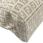 Fendi Tote Zucchino Pattern Ivory Beige Leather — view 6