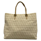 Fendi Tote Zucchino Pattern Ivory Beige Leather — view 3