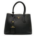 Prada Tote Double Small Black Leather