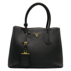 Prada Tote Double Small Black Leather