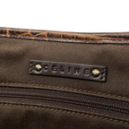 Celine Tote Macadam Pattern Dark Brown Beige Embossed Leather — view 9