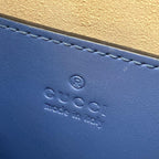 Gucci Tote GG Marmont Blue Chain Handle Mini Bag Quilted Leather — view 9