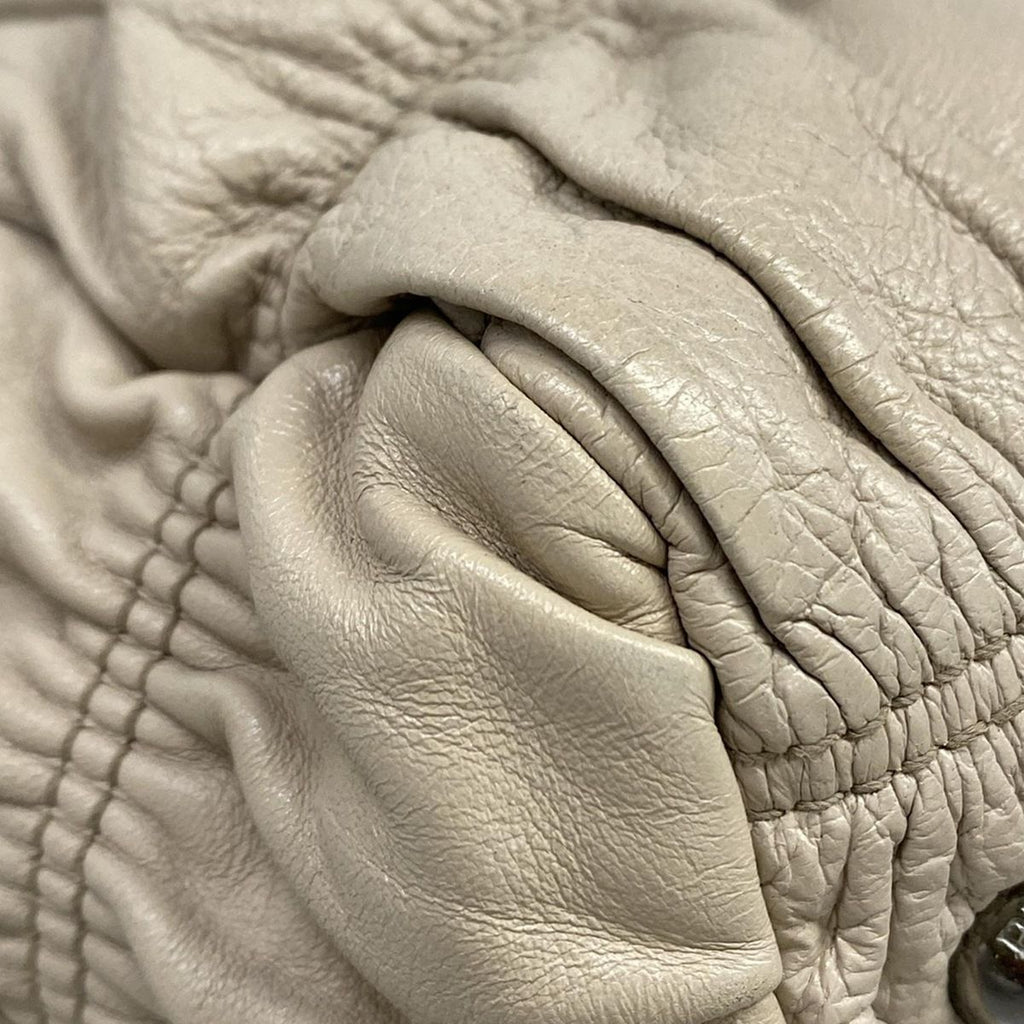 Prada Handbag Gather Bag Gray Beige Leather — view 6