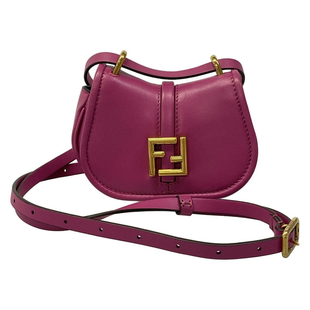 Fendi Shoulder Bag Camonano 7 Purple Strap Removable 2-Way Leather