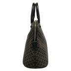 Celine Handbag Macadam Pattern Black Brown Leather — view 4