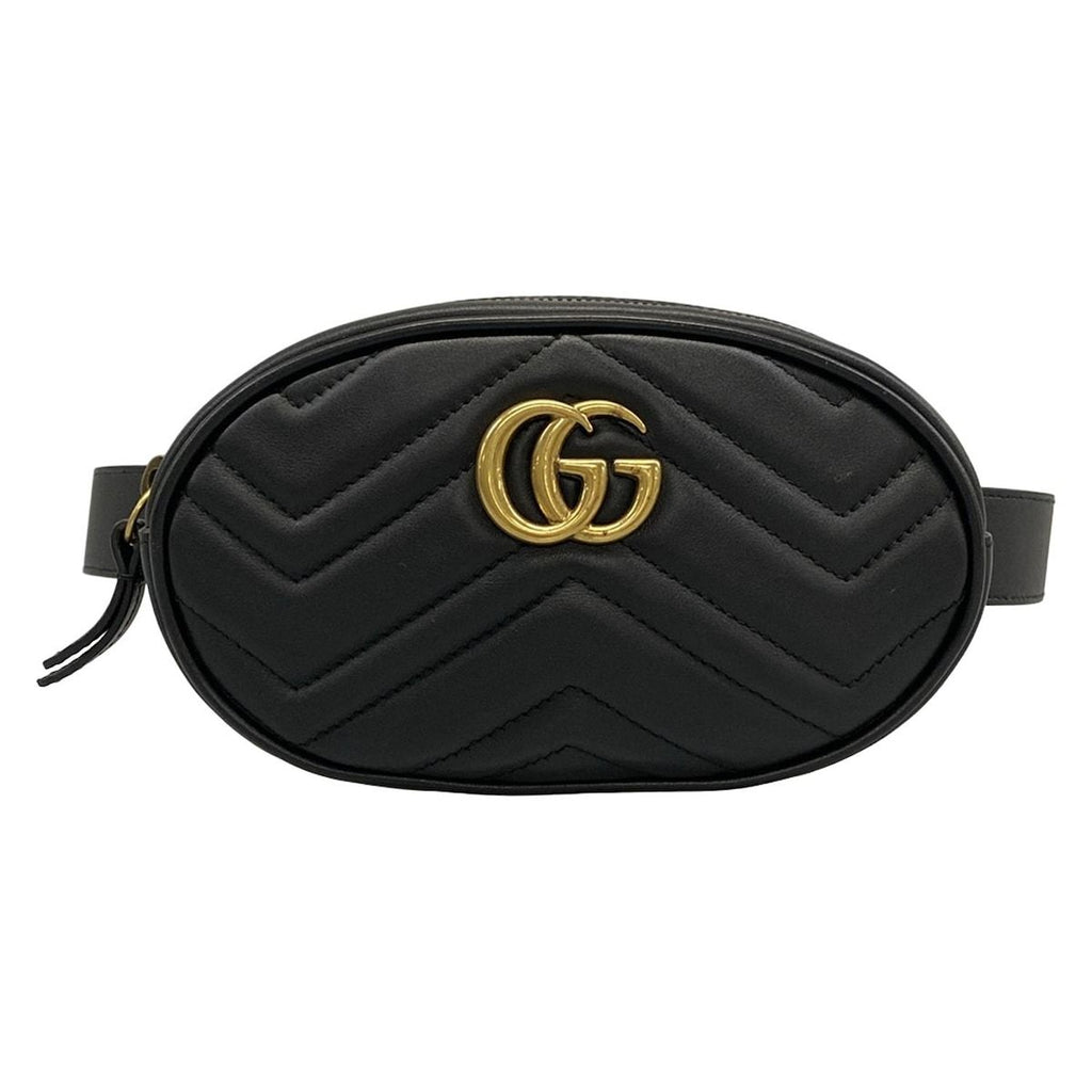 Gucci Waist Pouch GG Marmont Quilted Leather Belt Bag Black