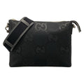 Gucci Shoulder Bag Jumbo GG Black Detachable Strap Leather