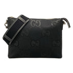 Gucci Shoulder Bag Jumbo GG Black Detachable Strap Leather