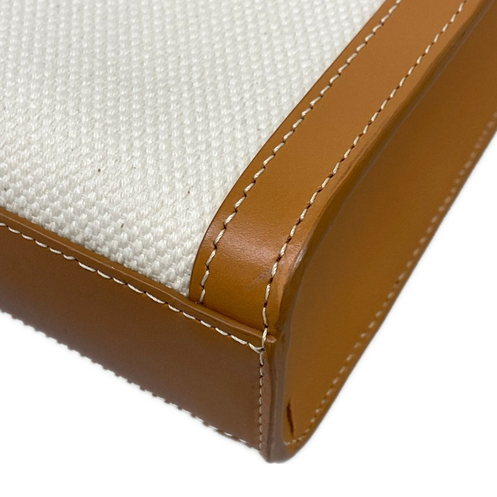 Celine Tote Mini Vertical Cover Ivory Brown Leather — view 6