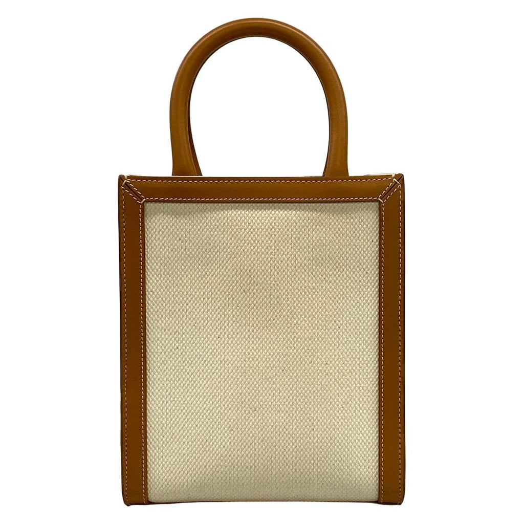 Celine Tote Mini Vertical Cover Ivory Brown Leather — view 3