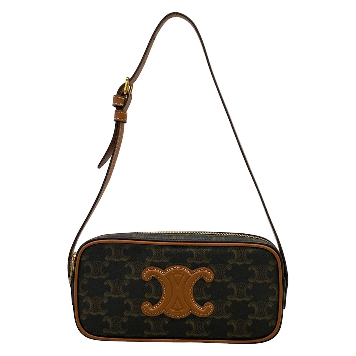 Celine Shoulder Bag Cuill Triomphe Mini Camera Black Brown