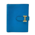 Hermes Bifold Wallet Bearn Compact Blue Frida Gold