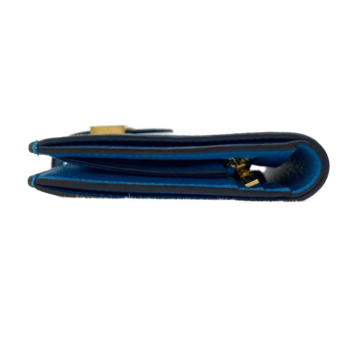 Hermes Bifold Wallet Bearn Compact Blue Frida Gold — view 9