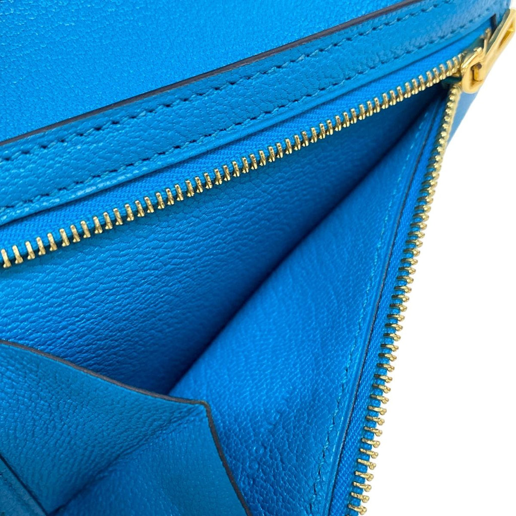 Hermes Bifold Wallet Bearn Compact Blue Frida Gold — view 4