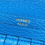 Hermes Bifold Wallet Bearn Compact Blue Frida Gold — view 5