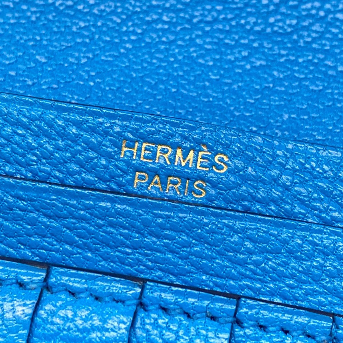 Hermes Bifold Wallet Bearn Compact Blue Frida Gold — view 5