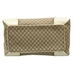 Celine Handbag Macadam Pattern Gray Beige Ivory Embossed Leather — view 5