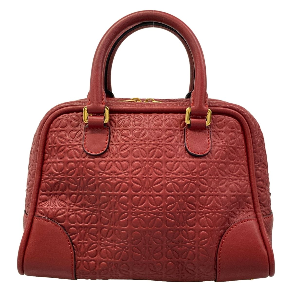 Loewe Handbag Amazona 75 Red Embossed Leather