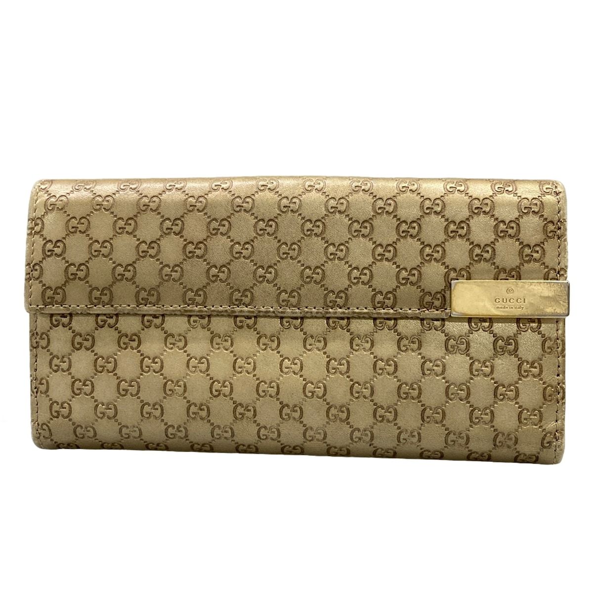 Gucci Wallet Micro Guccissima Metal Bar Gold Embossed Leather