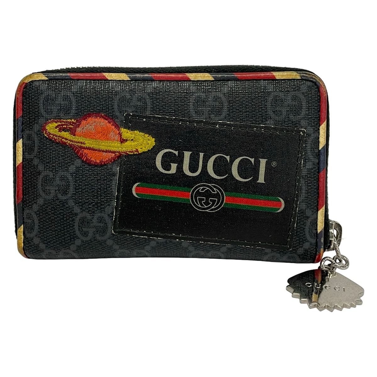 Gucci Coin Case Courier Black Dark Gray Multi Zip Around Leather — view 2