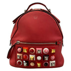 Fendi Backpack Mini Red Studs Leather