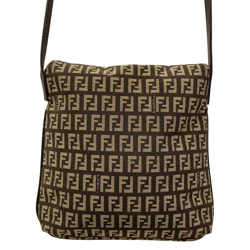 Fendi Shoulder Bag Zukki Nokamuse Pochette Dark Brown Beige Leather — view 3