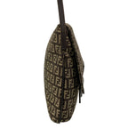 Fendi Shoulder Bag Zukki Nokamuse Pochette Dark Brown Beige Leather — view 2