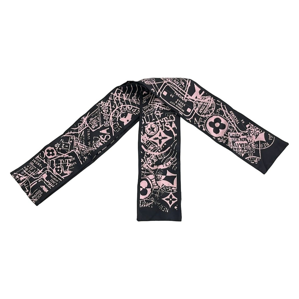 Louis Vuitton Scarf Bandeau LV Boarding Black Pink Ribbon