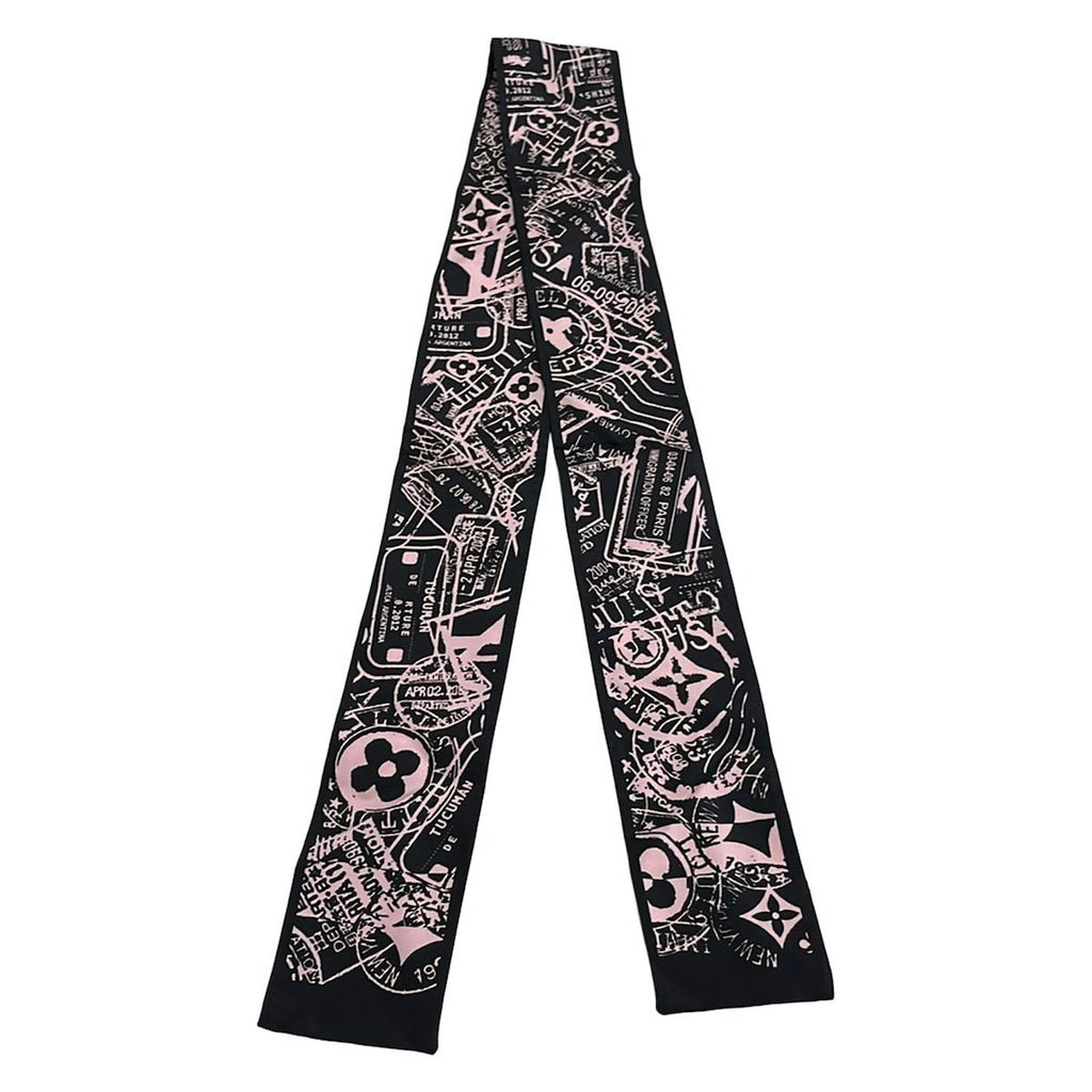 Louis Vuitton Scarf Bandeau LV Boarding Black Pink Ribbon — view 4
