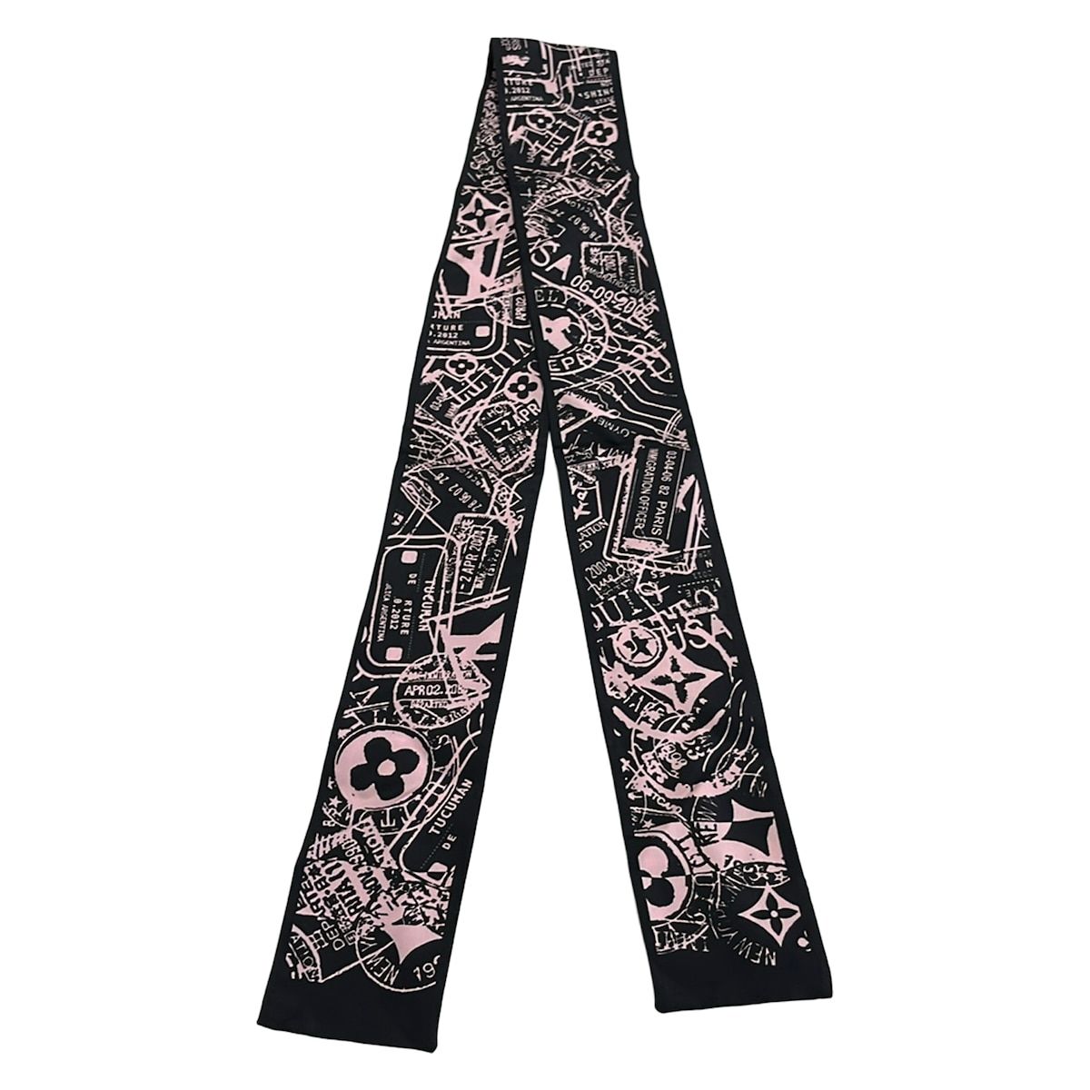 Louis Vuitton Scarf Bandeau LV Boarding Black Pink Ribbon — view 4