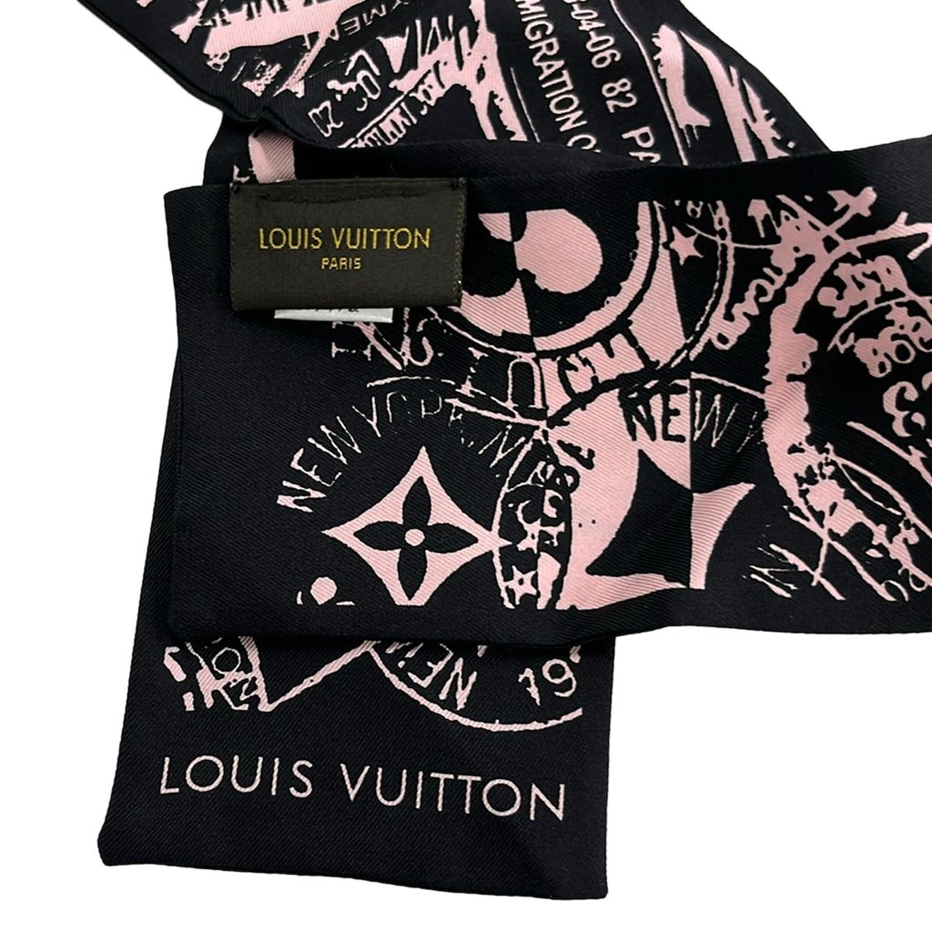 Louis Vuitton Scarf Bandeau LV Boarding Black Pink Ribbon — view 2