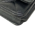 Chanel Wallet Quilted Black Chain Metal Silver Shoulder — view 7