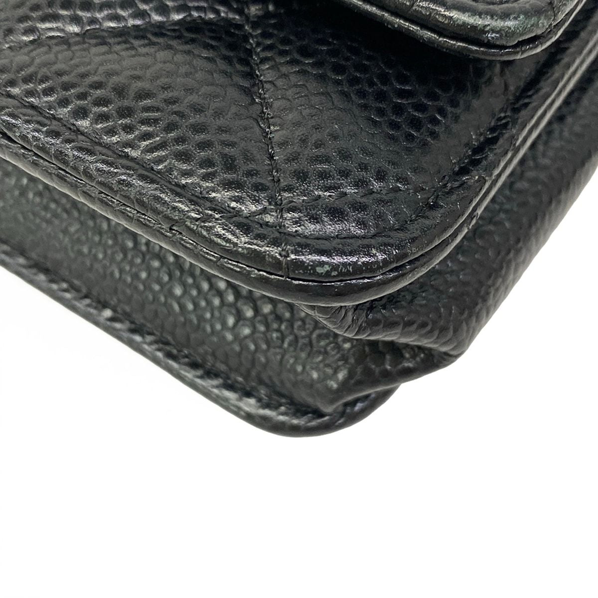 Chanel Wallet Quilted Black Chain Metal Silver Shoulder — view 7