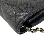Chanel Wallet Quilted Black Chain Metal Silver Shoulder — view 8