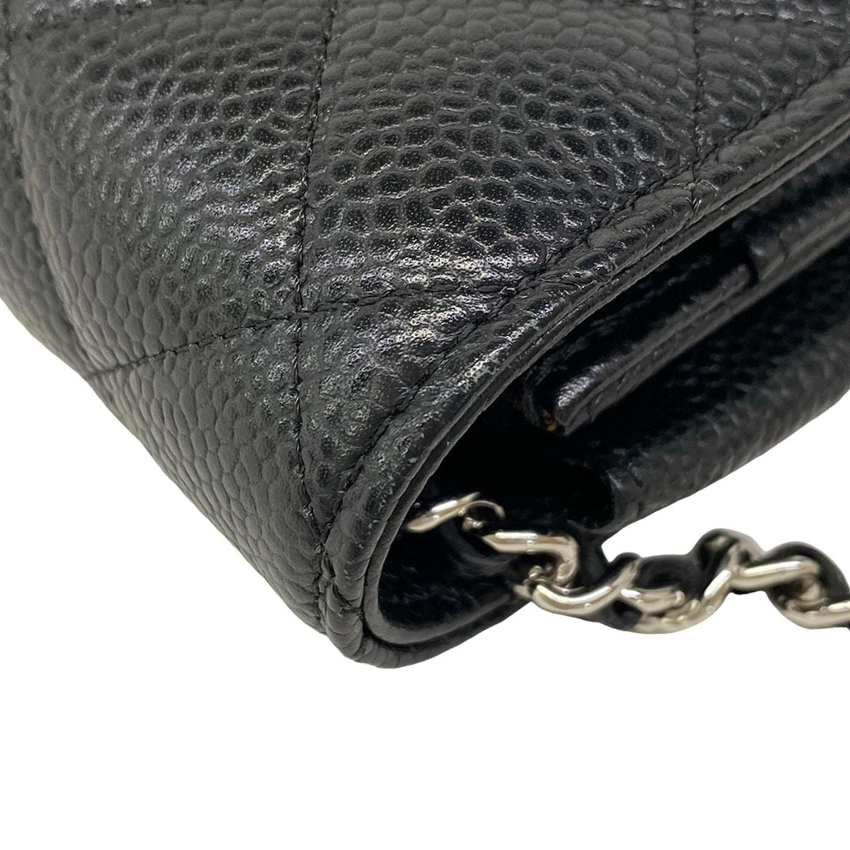 Chanel Wallet Quilted Black Chain Metal Silver Shoulder — view 8