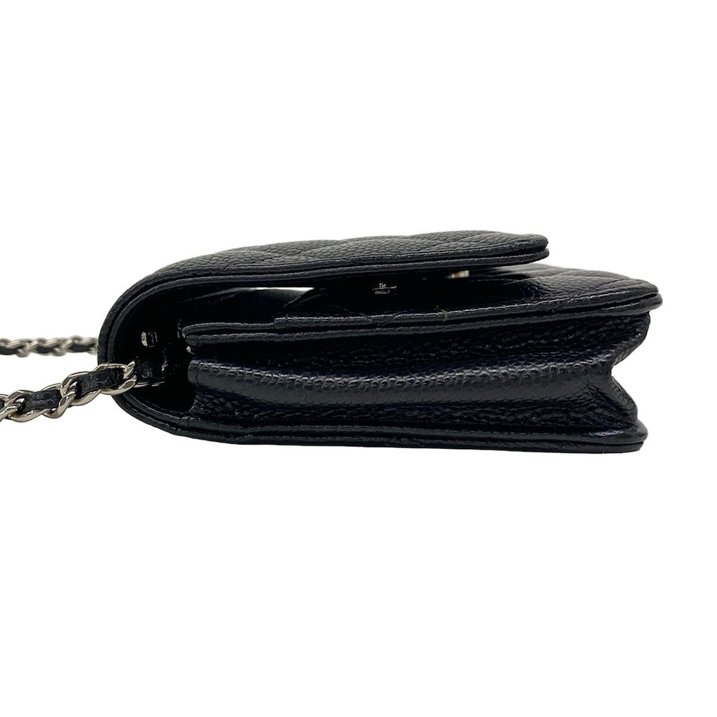 Chanel Wallet Quilted Black Chain Metal Silver Shoulder — view 9