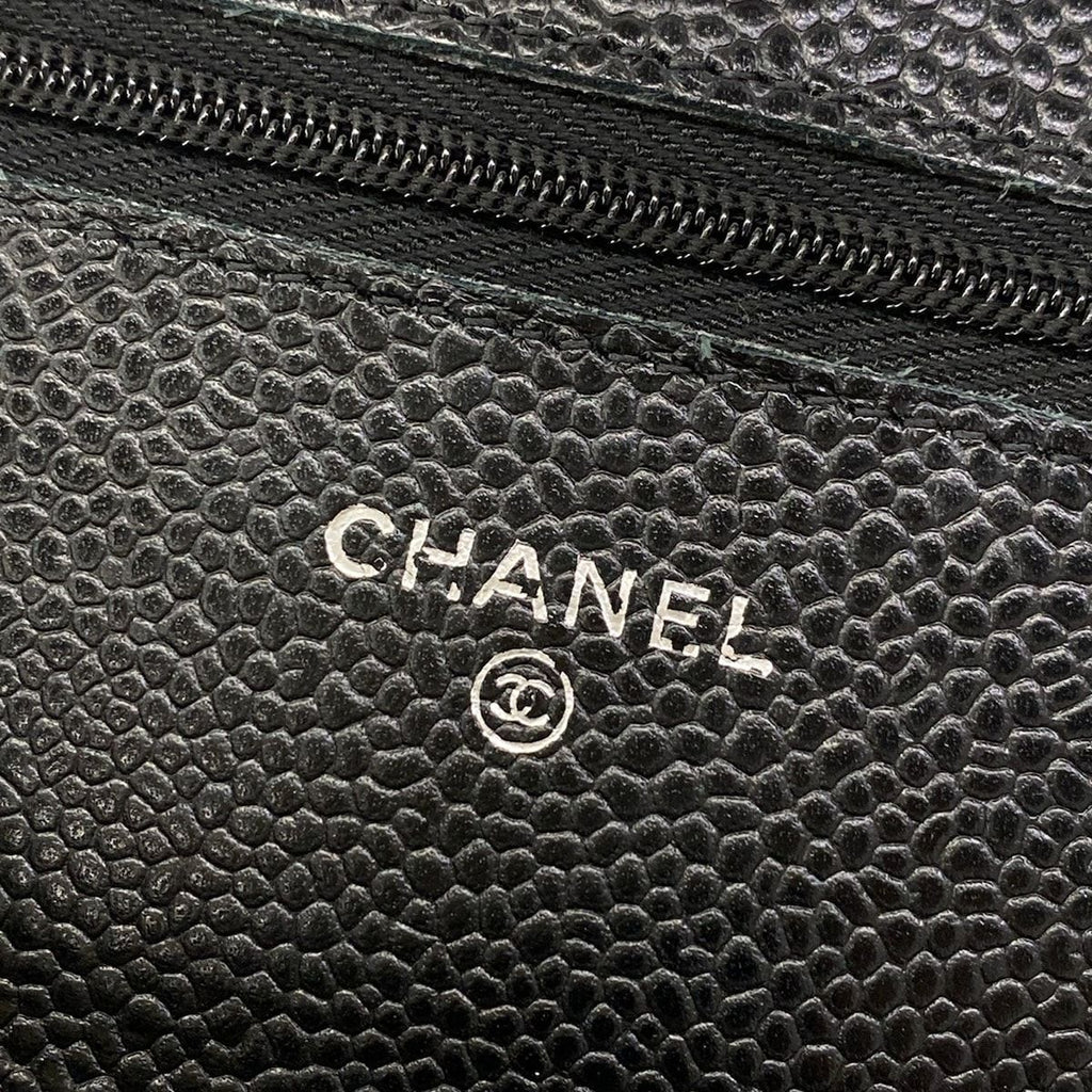 Chanel Wallet Quilted Black Chain Metal Silver Shoulder — view 6