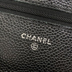 Chanel Wallet Quilted Black Chain Metal Silver Shoulder — view 6