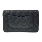 Chanel Wallet Quilted Black Chain Metal Silver Shoulder — view 2