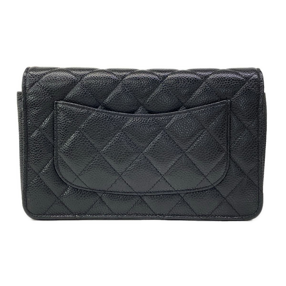 Chanel Wallet Quilted Black Chain Metal Silver Shoulder — view 2