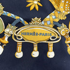 Hermes Scarf Carre 90 Black Gold White Tournez Manege — view 2