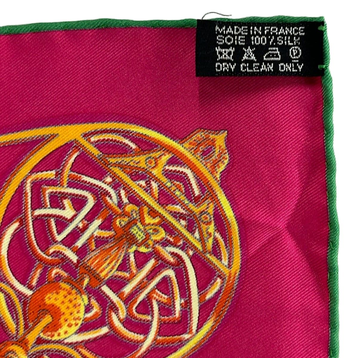 Hermes Scarf Petit Carre Pink Green Multi la Charmante Aux Animaux — view 3