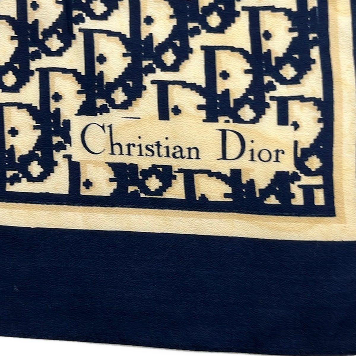 Dior Scarf Dark Navy Ivory Beige Logo Glam — view 2