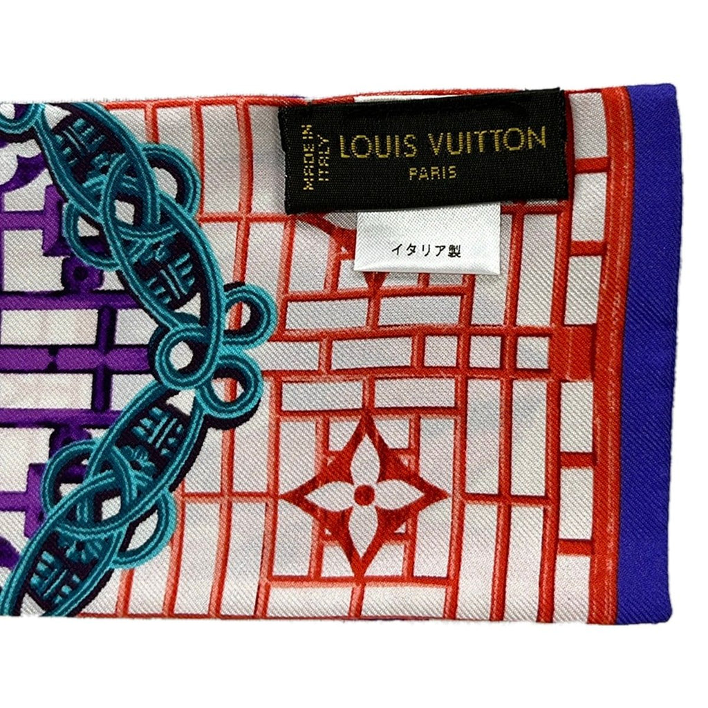 Louis Vuitton Scarf Purple Pink Multi Ribbon Monogram Flower — view 3